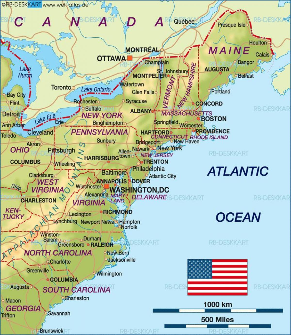 Boston sur la carte des états-unis