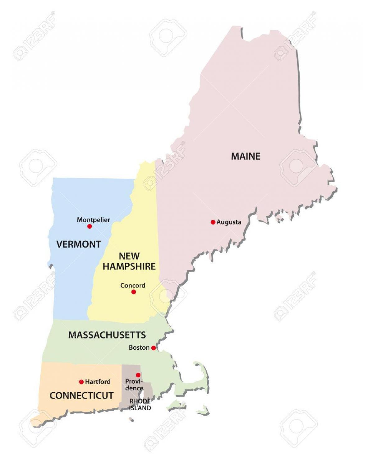 carte de la Nouvelle-Angleterre
