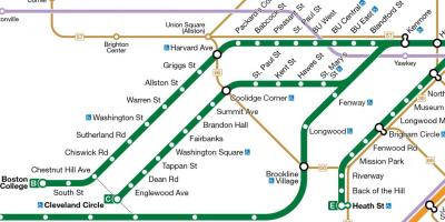 MBTA ligne verte de la carte