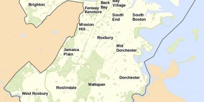 La carte de Boston et ses environs