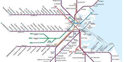 Les trains de banlieue carte de Boston