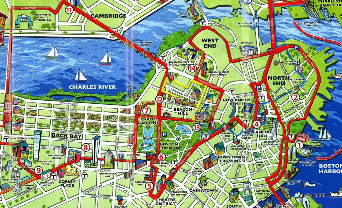 la carte touristique de Boston