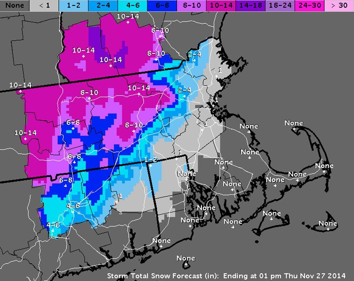 carte météo Boston