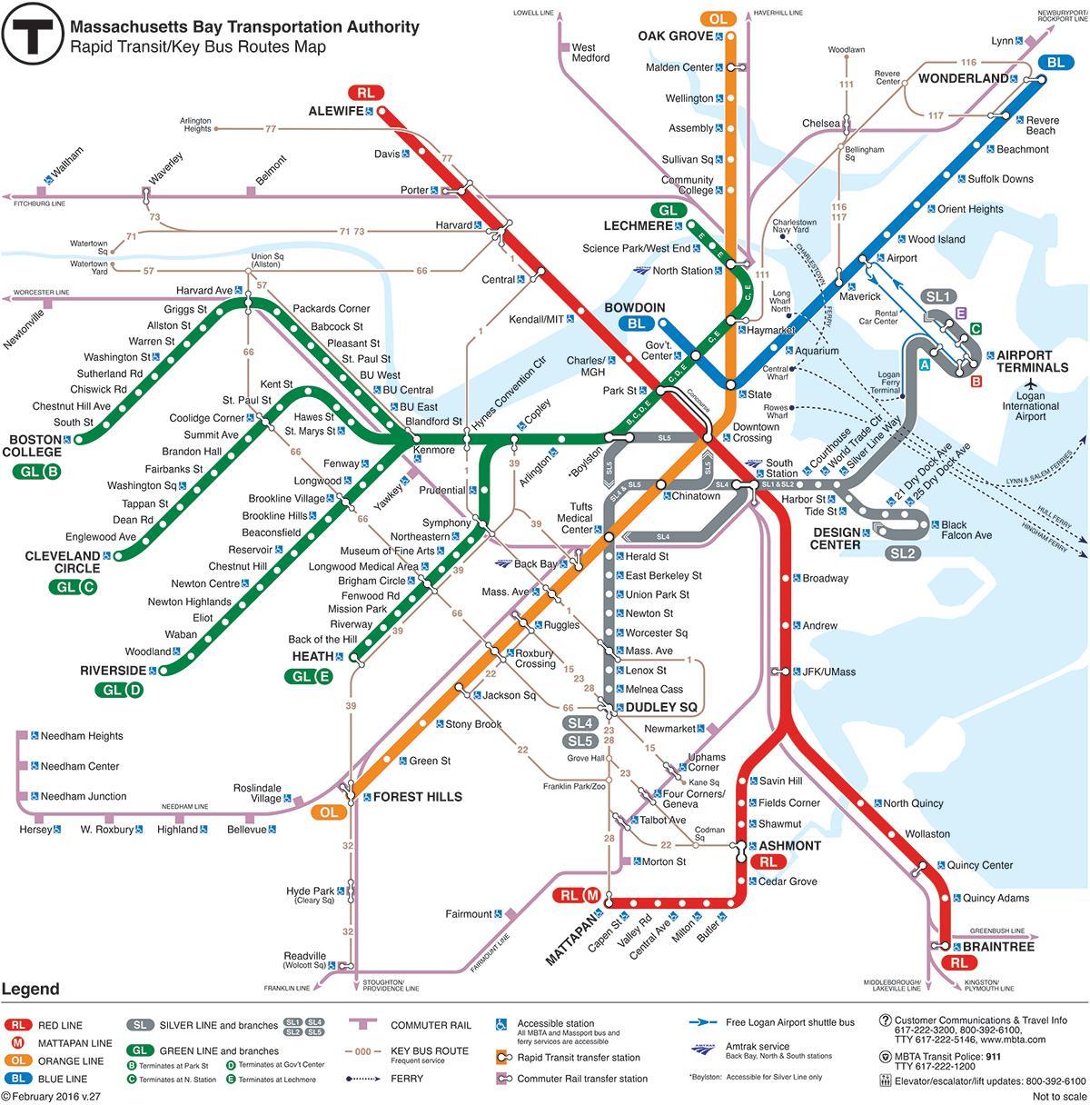 MBTA carte de la ligne rouge