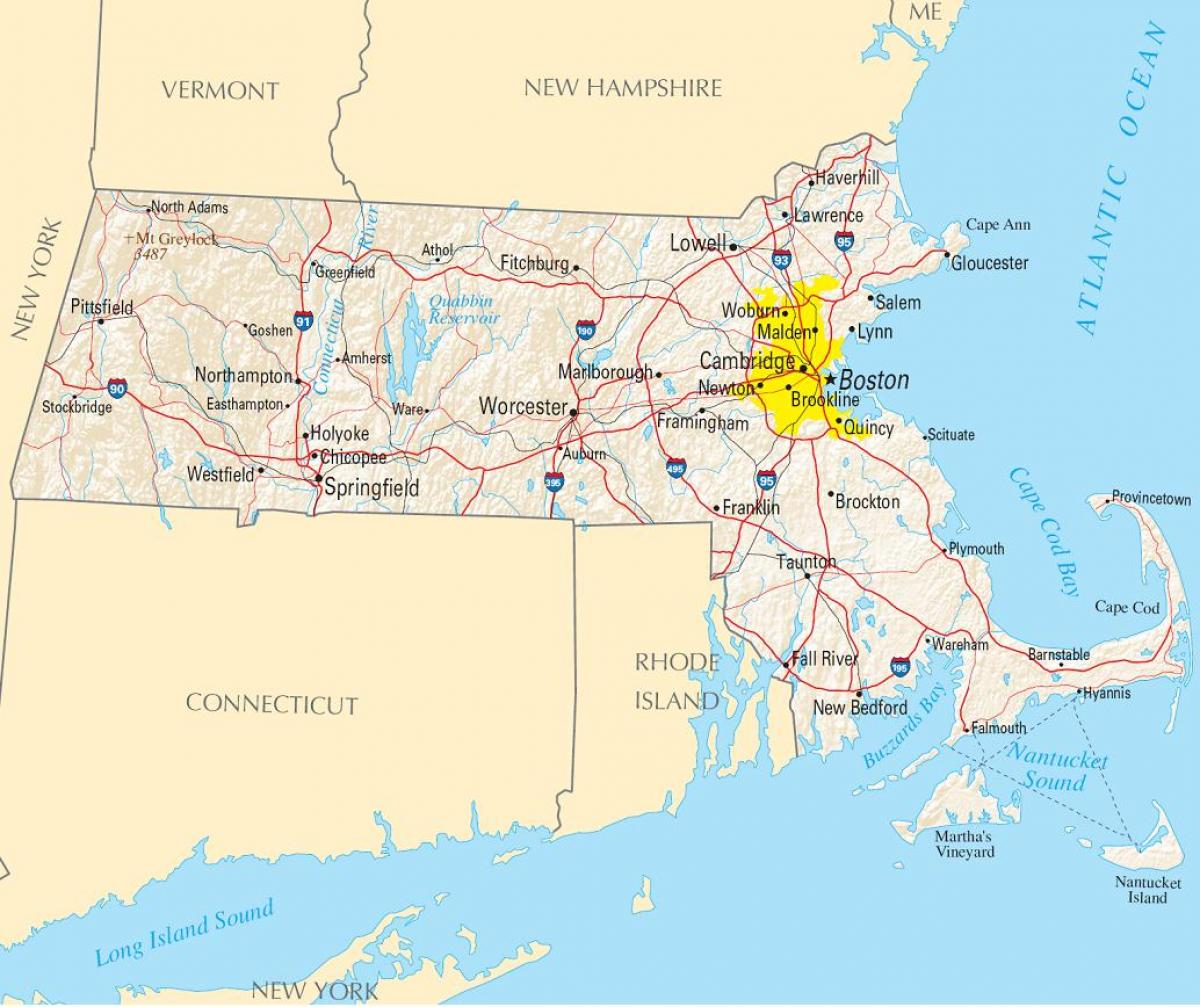 Boston sur une carte