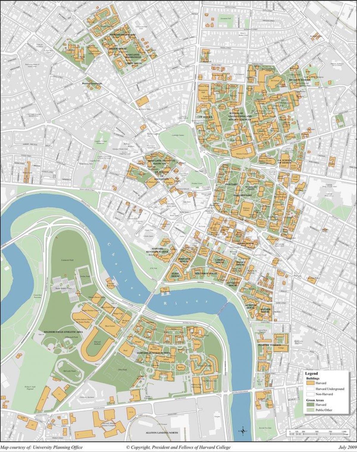 Carte du campus de l'université de Harvard