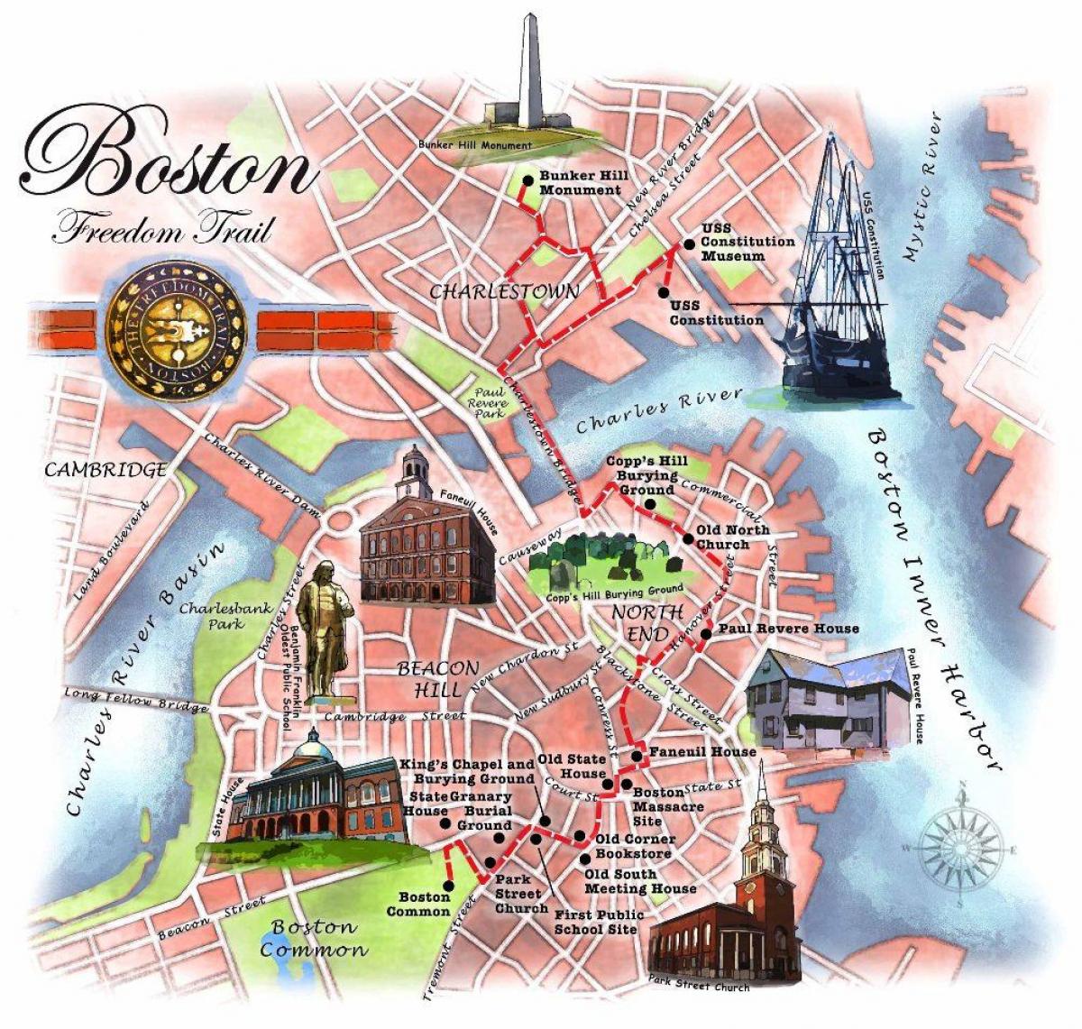 la carte de Boston freedom trail