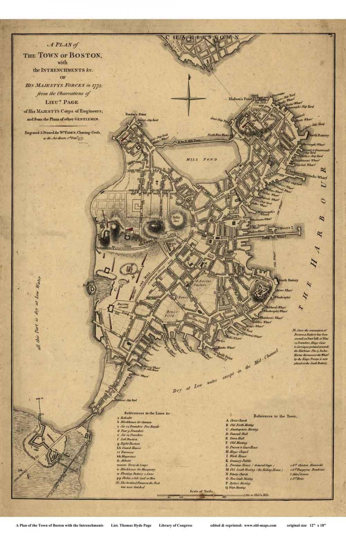 carte de la ville historique de Boston