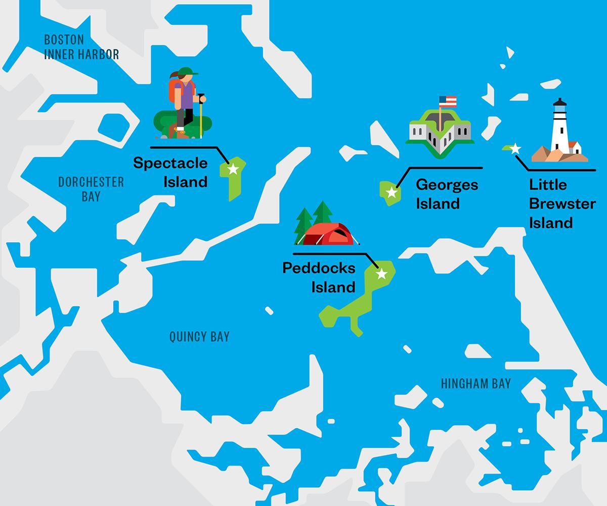 la carte de Boston harbor islands