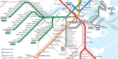 Métro de Boston carte de la région